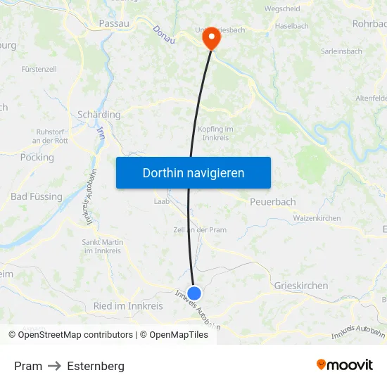 Pram to Esternberg map