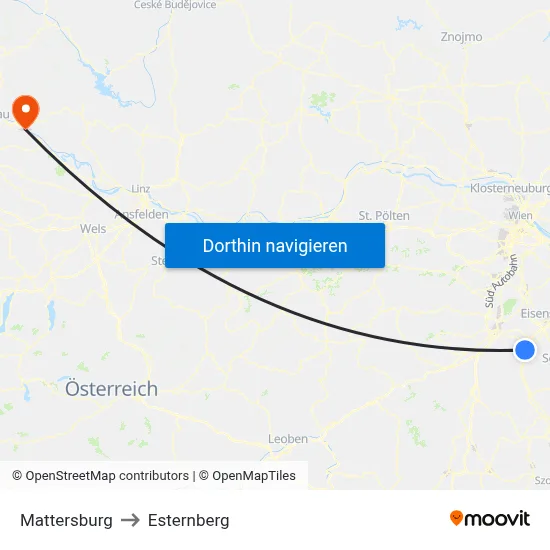 Mattersburg to Esternberg map