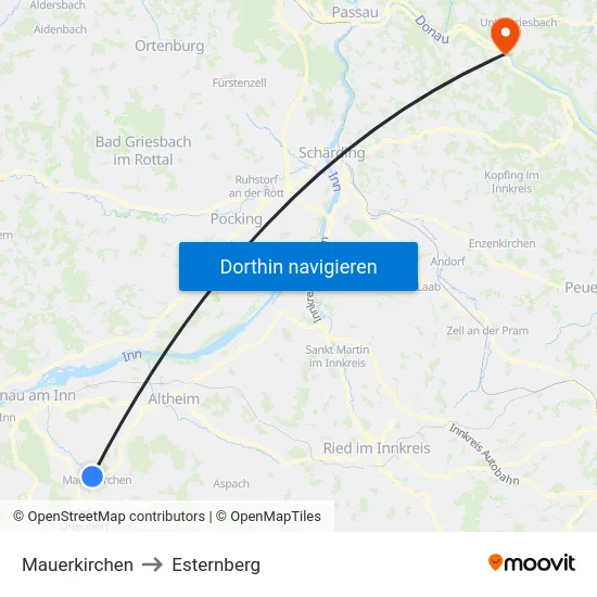 Mauerkirchen to Esternberg map