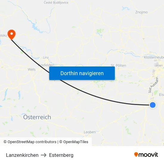 Lanzenkirchen to Esternberg map