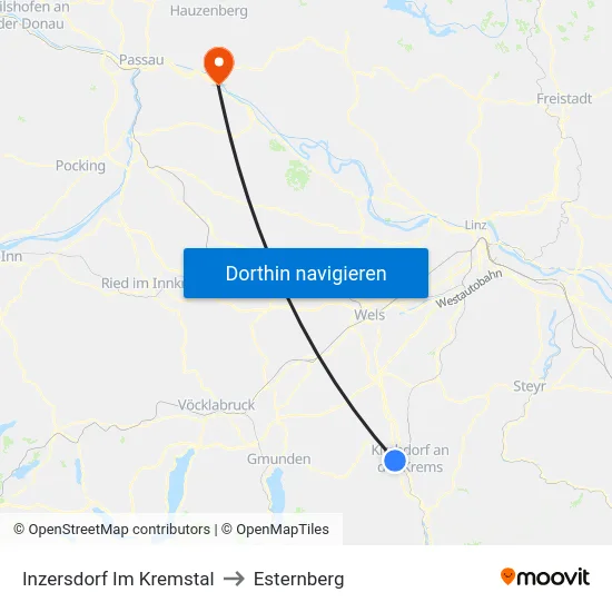 Inzersdorf Im Kremstal to Esternberg map