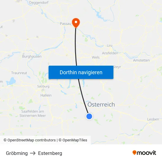 Gröbming to Esternberg map