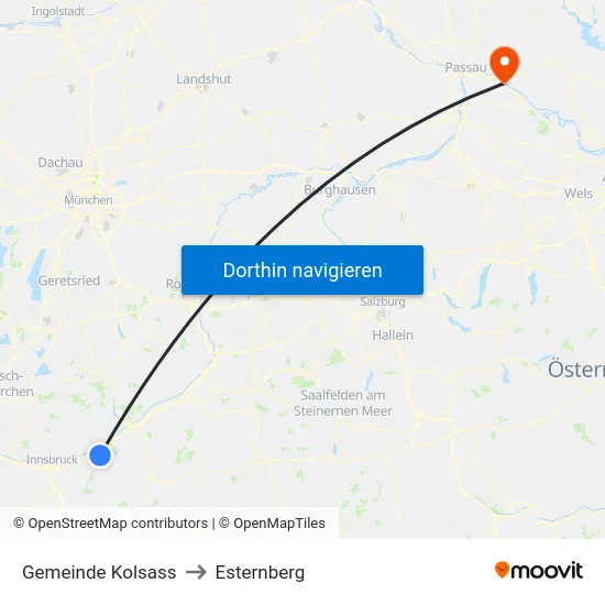 Gemeinde Kolsass to Esternberg map