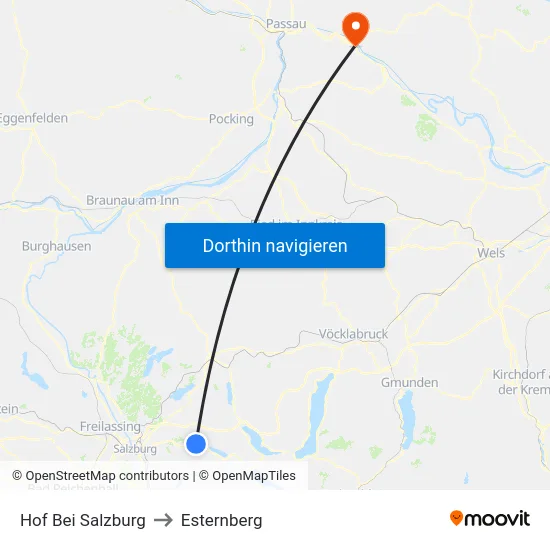 Hof Bei Salzburg to Esternberg map