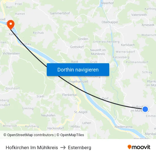 Hofkirchen Im Mühlkreis to Esternberg map