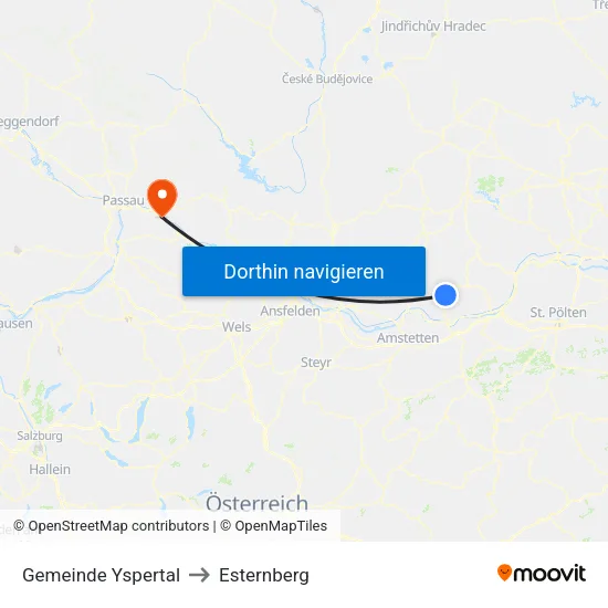 Gemeinde Yspertal to Esternberg map
