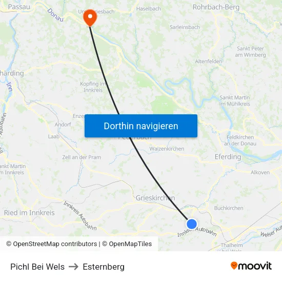 Pichl Bei Wels to Esternberg map