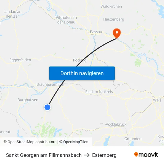 Sankt Georgen am Fillmannsbach to Esternberg map