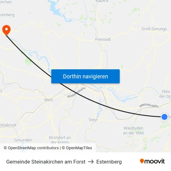 Gemeinde Steinakirchen am Forst to Esternberg map