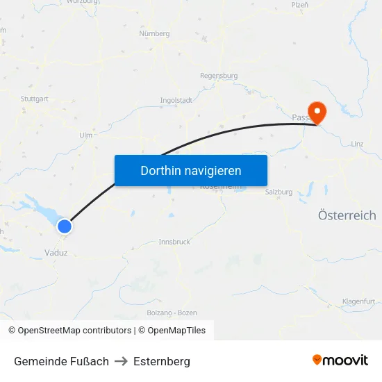 Gemeinde Fußach to Esternberg map