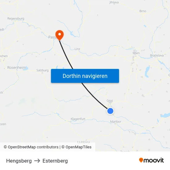 Hengsberg to Esternberg map