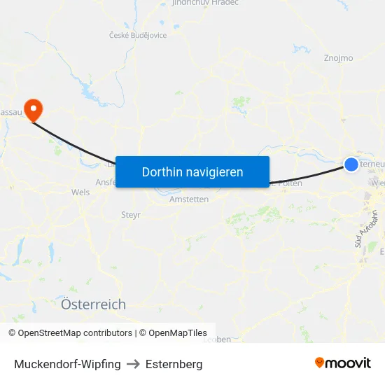Muckendorf-Wipfing to Esternberg map