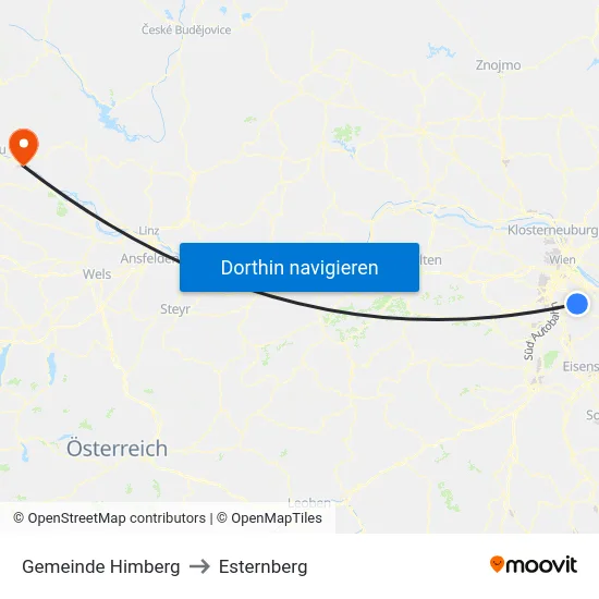 Gemeinde Himberg to Esternberg map