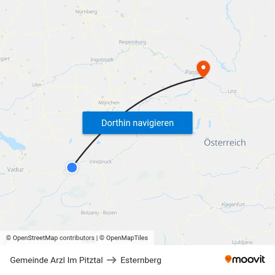 Gemeinde Arzl Im Pitztal to Esternberg map