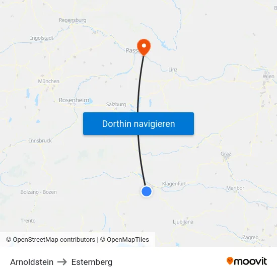 Arnoldstein to Esternberg map