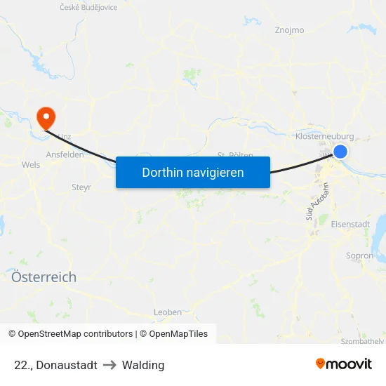 22., Donaustadt to Walding map