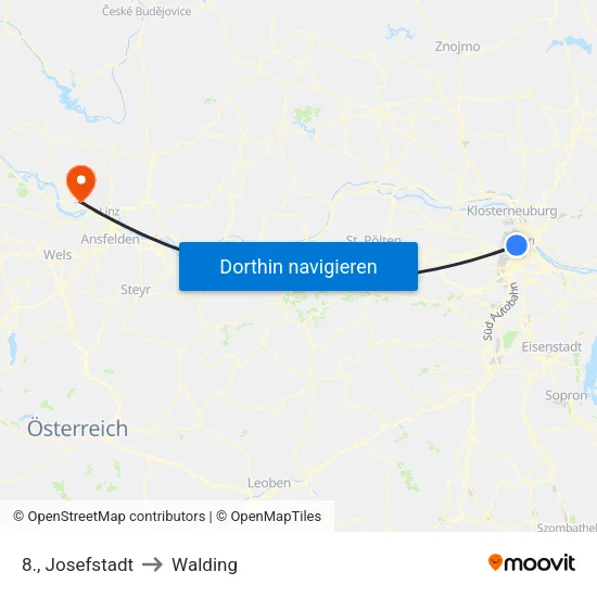 8., Josefstadt to Walding map