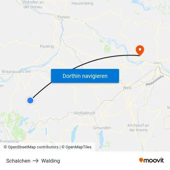 Schalchen to Walding map