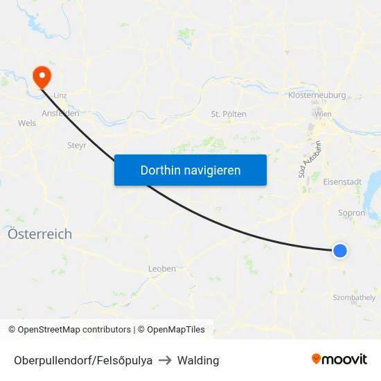Oberpullendorf/Felsőpulya to Walding map