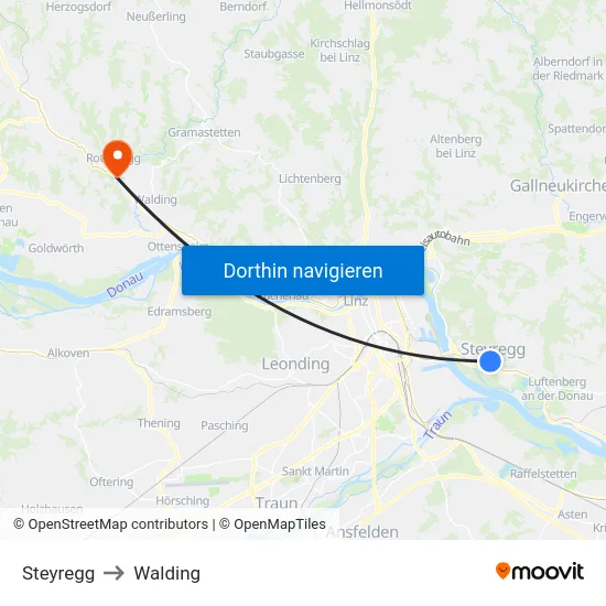 Steyregg to Walding map