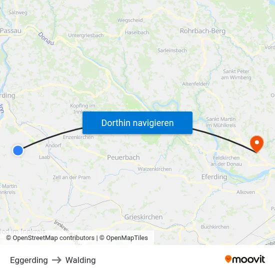 Eggerding to Walding map