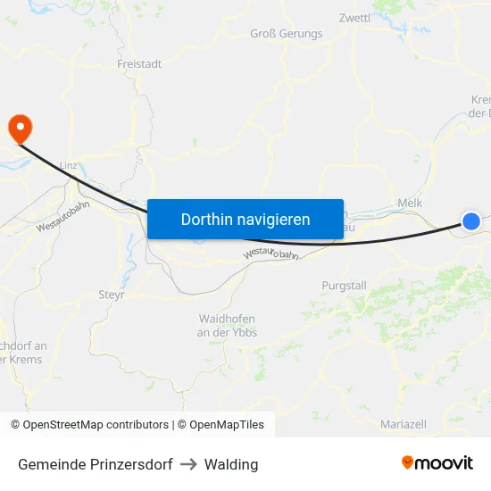 Gemeinde Prinzersdorf to Walding map