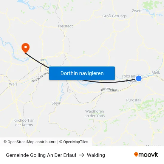 Gemeinde Golling An Der Erlauf to Walding map