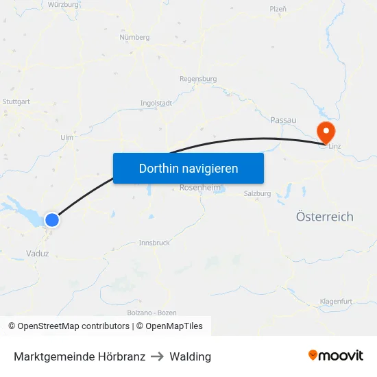Marktgemeinde Hörbranz to Walding map