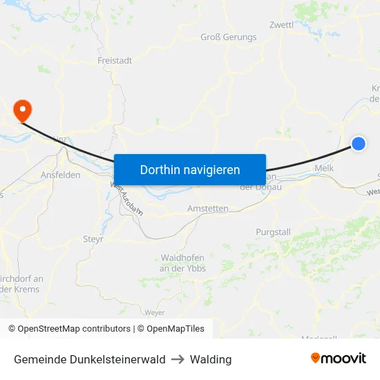 Gemeinde Dunkelsteinerwald to Walding map