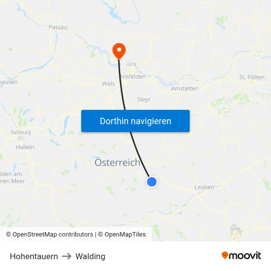 Hohentauern to Walding map