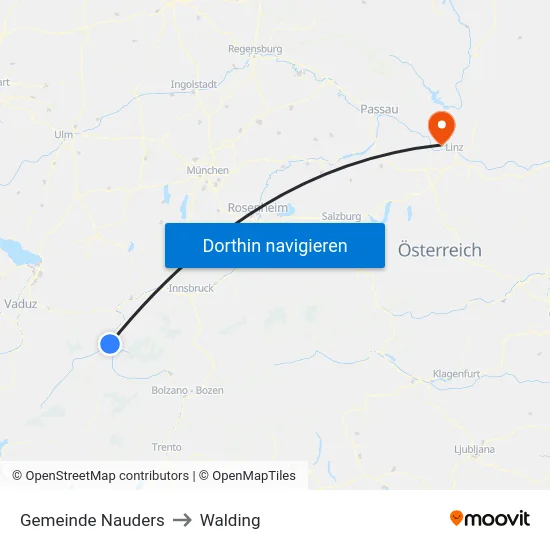 Gemeinde Nauders to Walding map