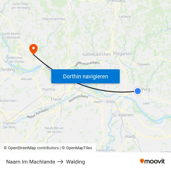 Naarn Im Machlande to Walding map