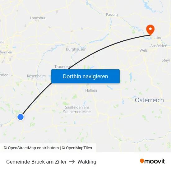 Gemeinde Bruck am Ziller to Walding map