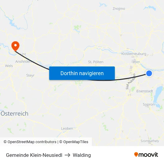 Gemeinde Klein-Neusiedl to Walding map