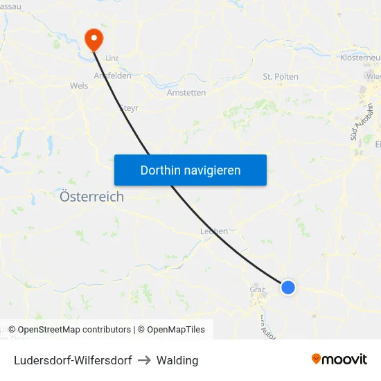 Ludersdorf-Wilfersdorf to Walding map
