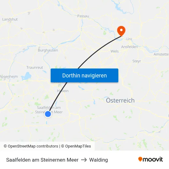 Saalfelden am Steinernen Meer to Walding map