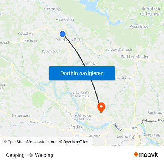 Oepping to Walding map