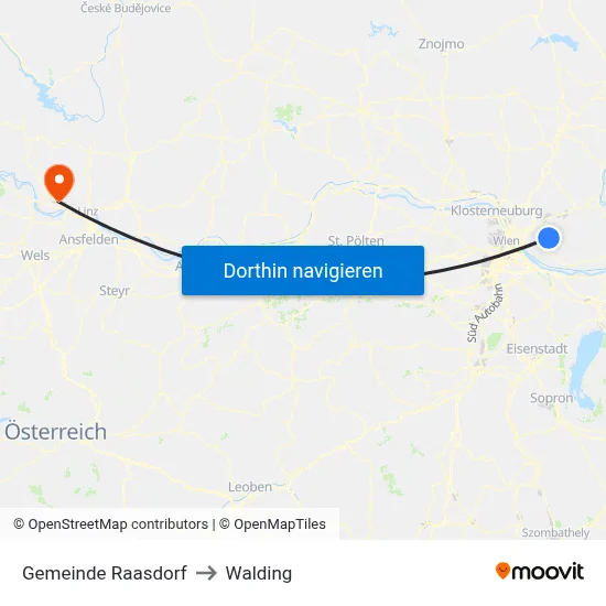 Gemeinde Raasdorf to Walding map