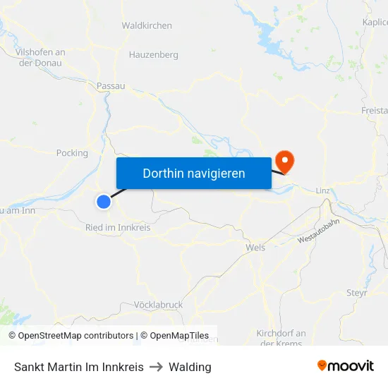 Sankt Martin Im Innkreis to Walding map