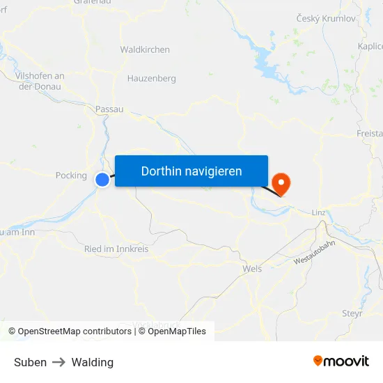 Suben to Walding map