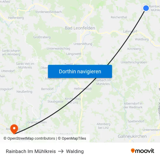 Rainbach Im Mühlkreis to Walding map