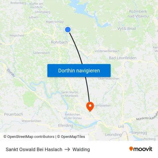 Sankt Oswald Bei Haslach to Walding map