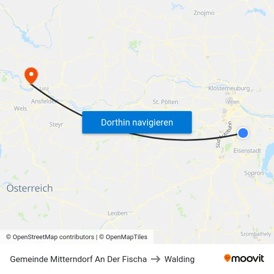 Gemeinde Mitterndorf An Der Fischa to Walding map