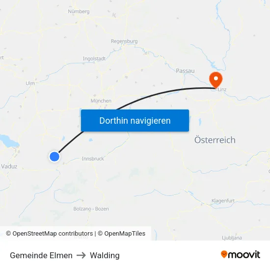 Gemeinde Elmen to Walding map
