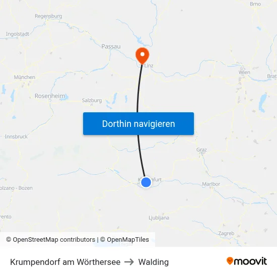 Krumpendorf am Wörthersee to Walding map