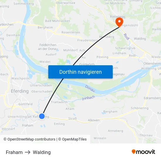 Fraham to Walding map