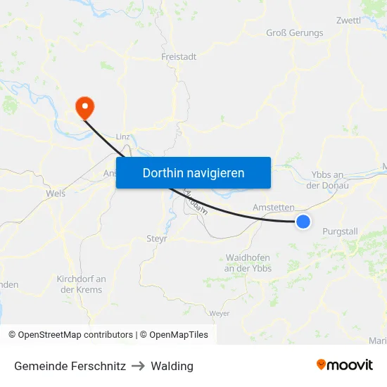 Gemeinde Ferschnitz to Walding map