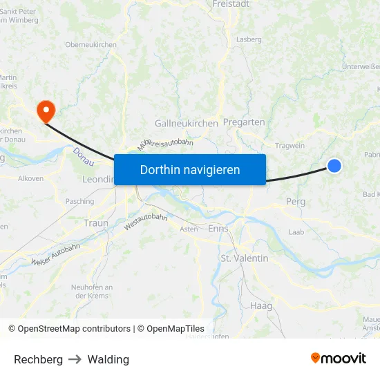 Rechberg to Walding map