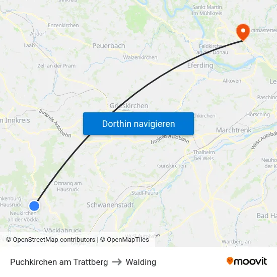 Puchkirchen am Trattberg to Walding map