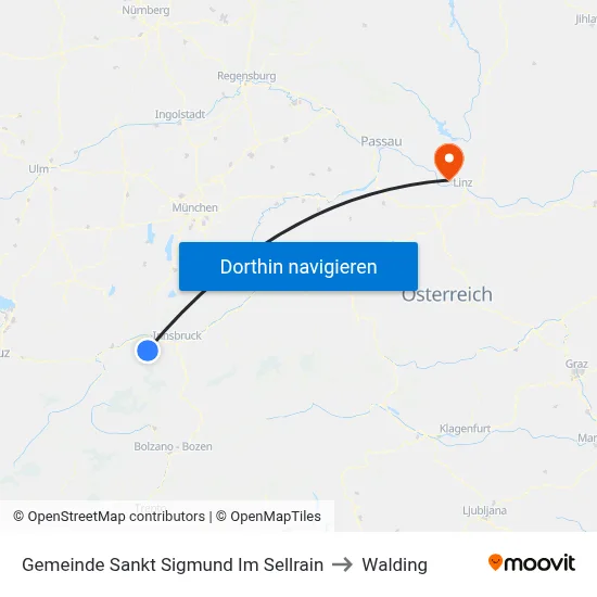 Gemeinde Sankt Sigmund Im Sellrain to Walding map